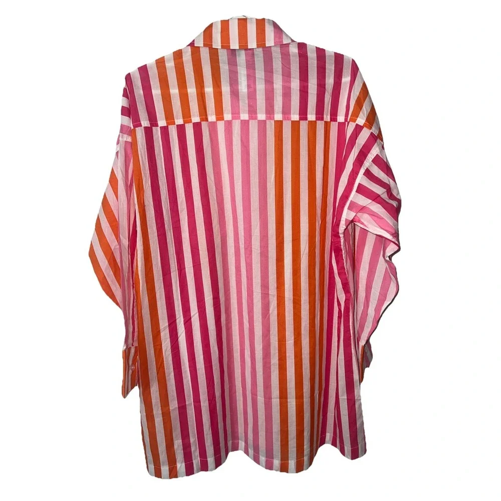 Beach Riot Women's Alexa Top in Sunset Stripes Button‎ Front Oversized Size S/M